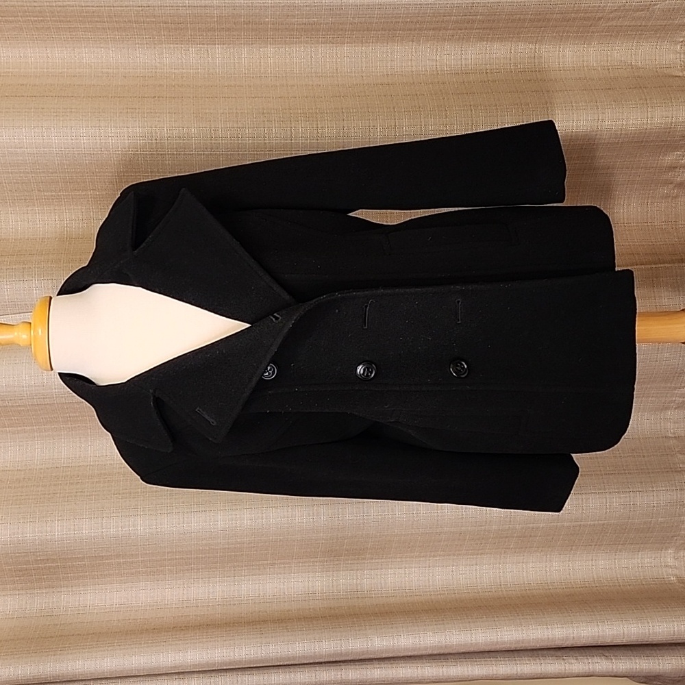 Croft & Barrow Black Double-breasted Wool Blend Pea Coat